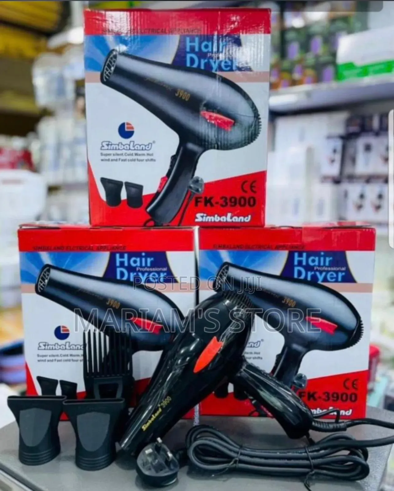 Simbaland Professional Hair Dryer in a Black Design With Red Accents