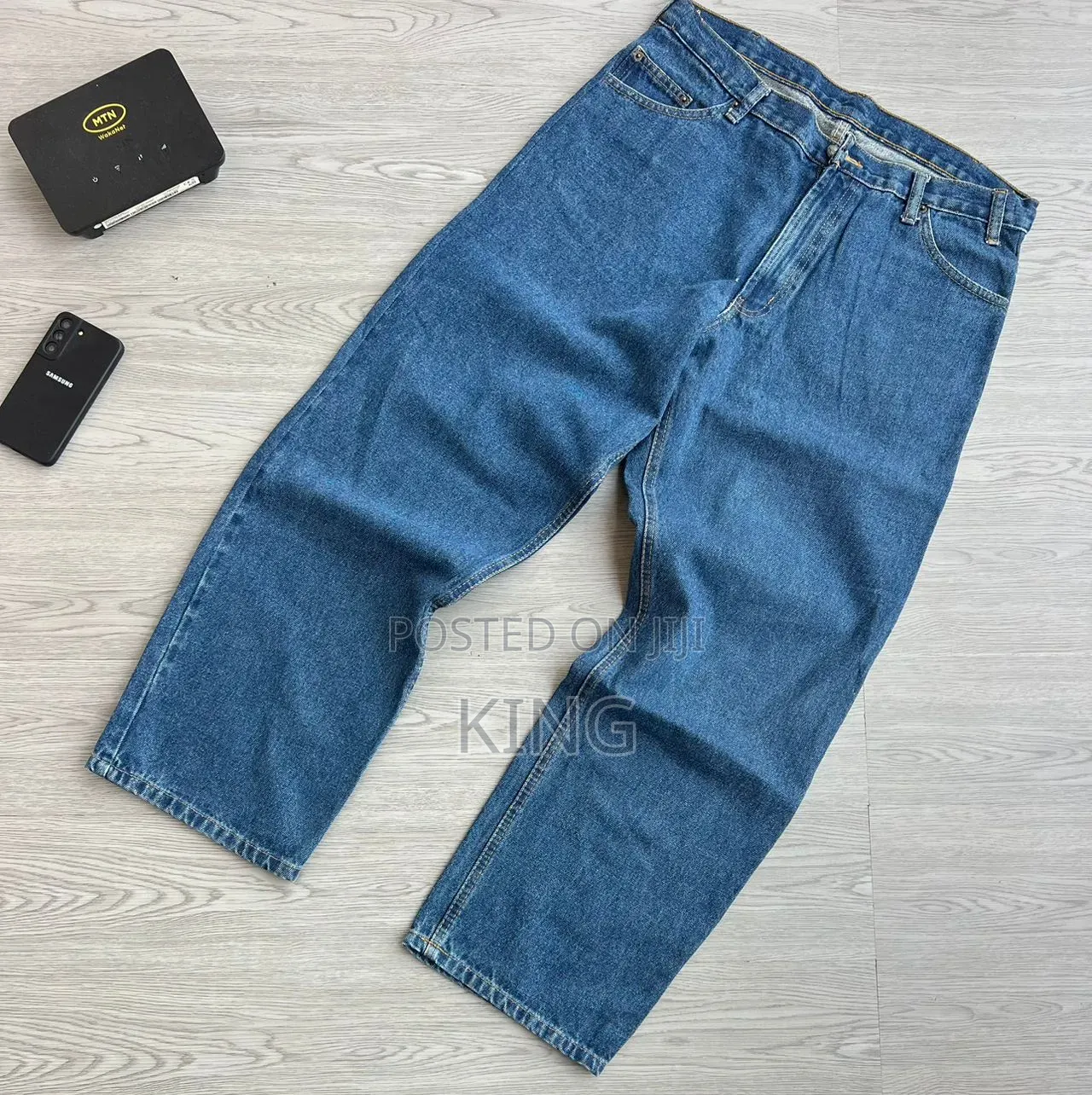 Baggy Denim Pants in Light Blue, Dark Blue, and Black Washes