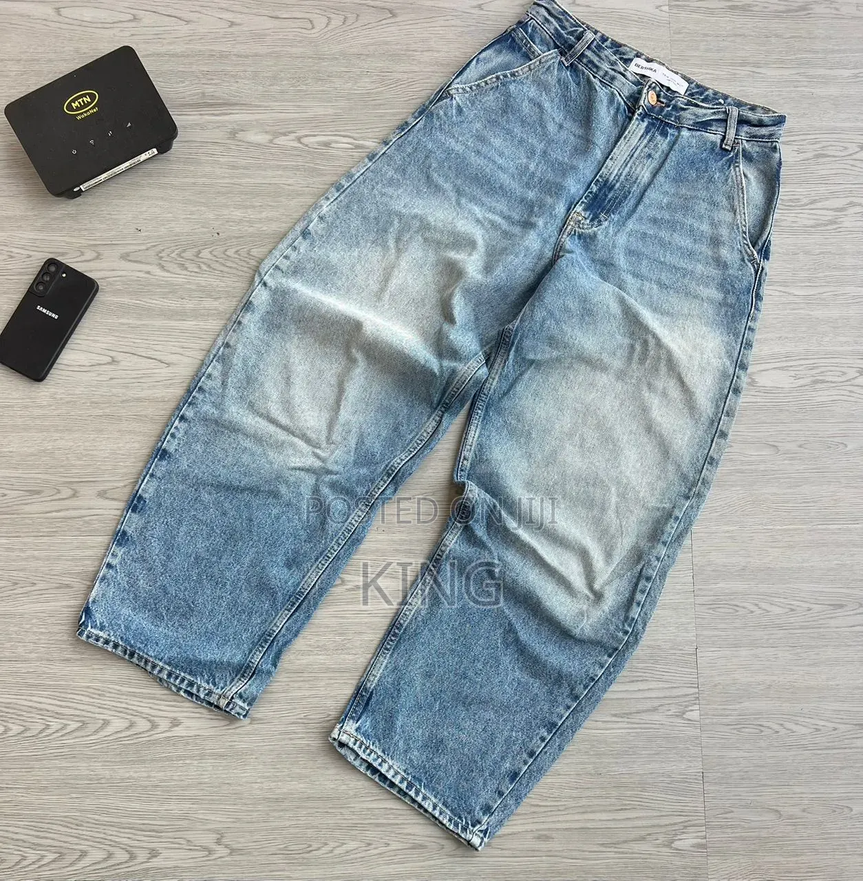 Baggy Denim Pants in Light Blue, Dark Blue, and Black Washes