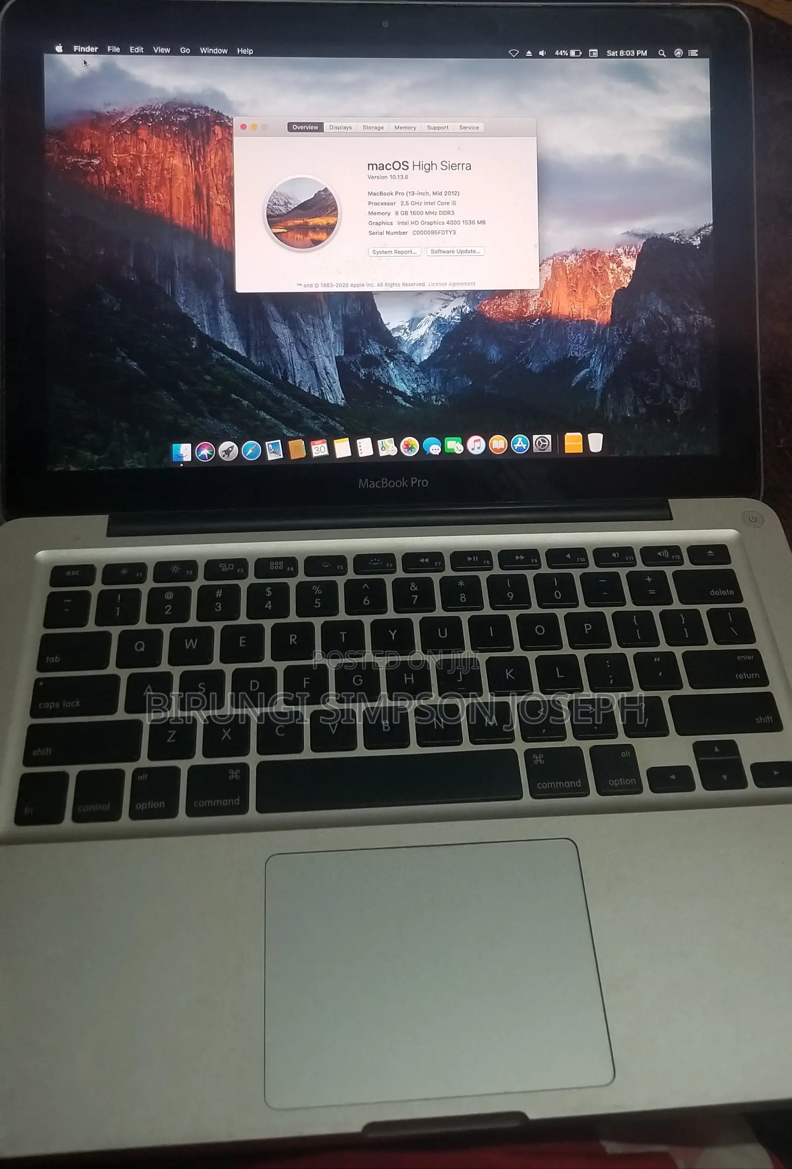 Laptop Apple MacBook Pro 8GB Nvidia SSD 128GB