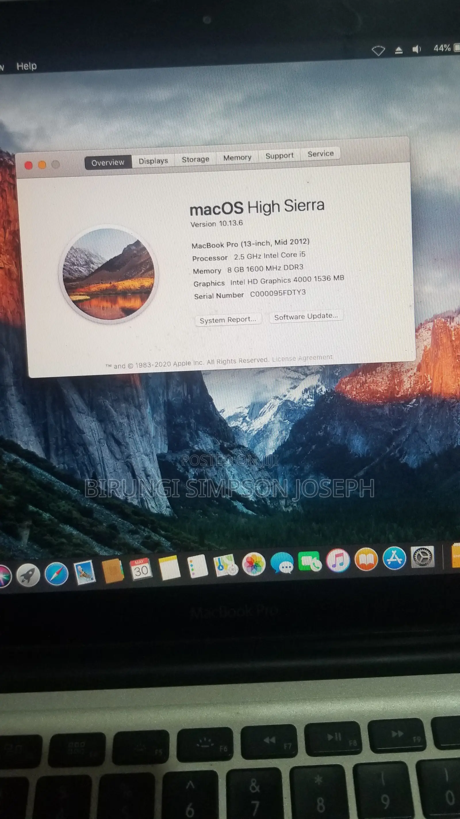 Laptop Apple MacBook Pro 8GB Nvidia SSD 128GB