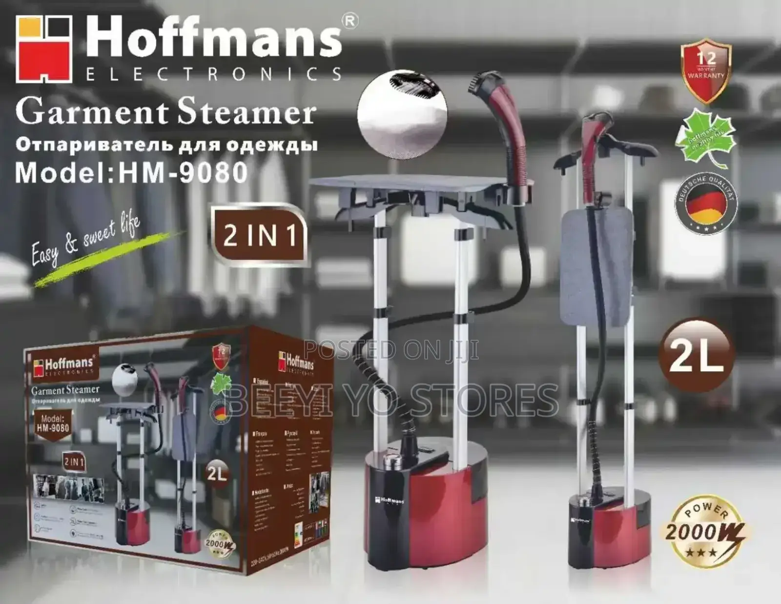 Hoffmans Electronics 2-in-1 Garment Steamer – Model Hm-9080 (2000w)