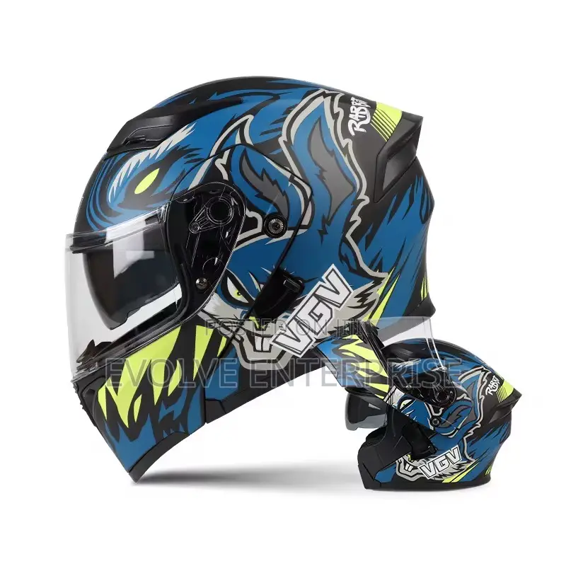 Integrated Full Face Motorcycle Helmet With Graphic