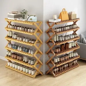 Foldable Bamboo Shoe Rack – 6-Tier Large Capacity Storage Organizer