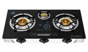 Sonashi Glass Top Gas Stove Features Three Burners