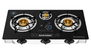 Sonashi Glass Top Gas Stove Features Three Burners