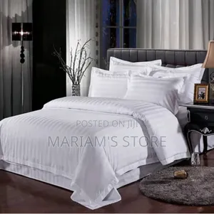 White Bedsheet Set Features a Luxurious Satin Stripe Pattern