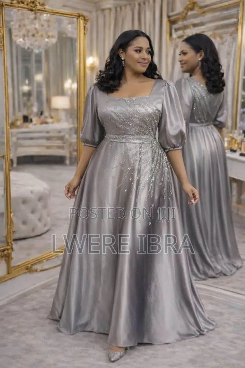 Long Gold Round Dresses for Ladies