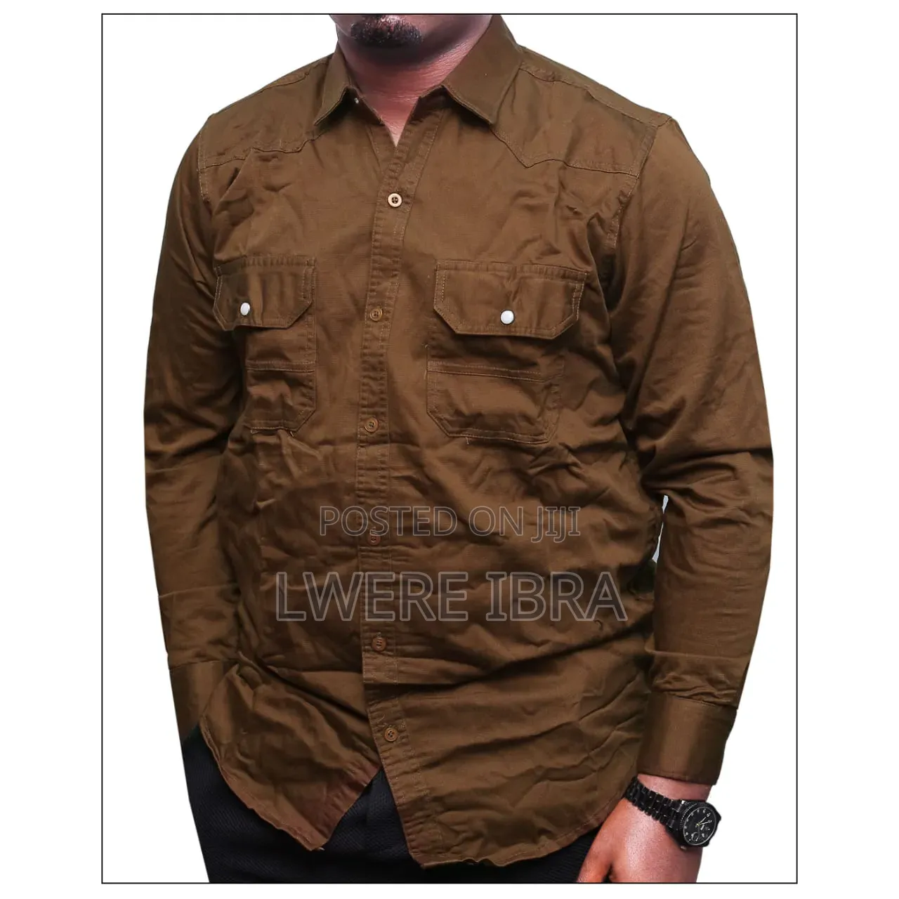 Brown Double Pockets Shirts for Men