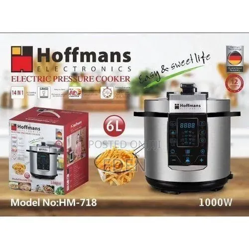 Hoffmans 4 In1 Electric Pressure Cooker 6l, Hm 718 - Silver