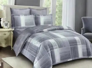 Fibre Bedcover Set Squared Grey 5*6