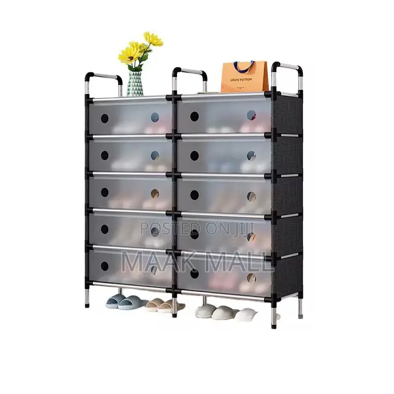 7 Layer Metal Shoe Rack With Dust Proof Cover