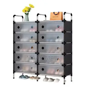 7 Layer Metal Shoe Rack With Dust Proof Cover