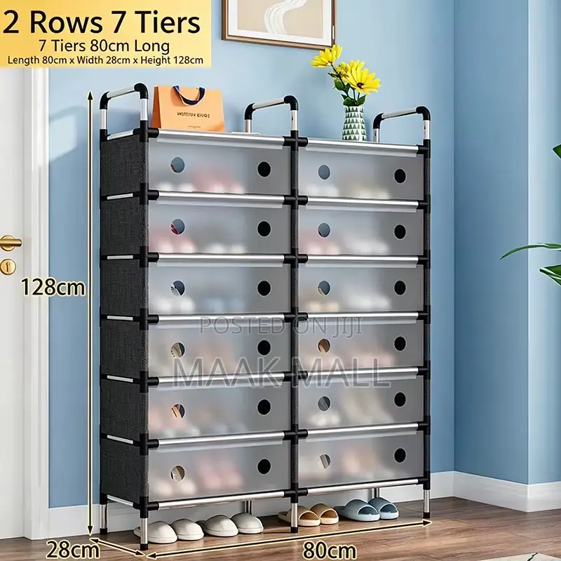 7 Layer Metal Shoe Rack With Dust Proof Cover