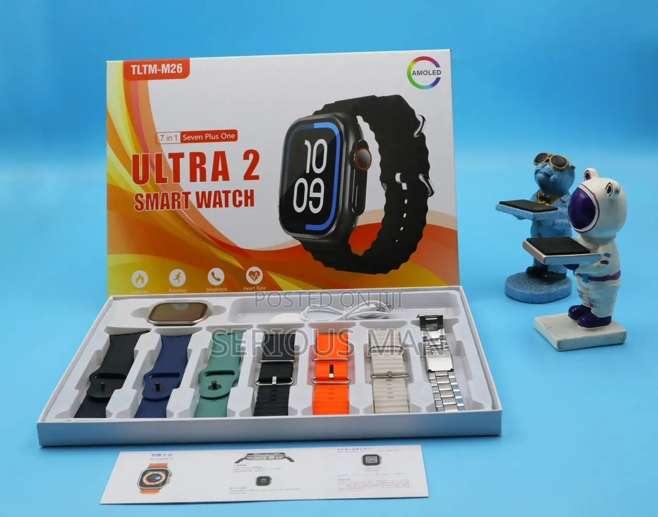 TLTM-M26 Ultra 2 10 Smart Watch Packaged as a 7-in-1 Set