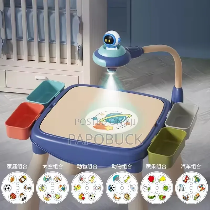 Multifunctional Table Set With a Built-in Projector Lamp for Drawing