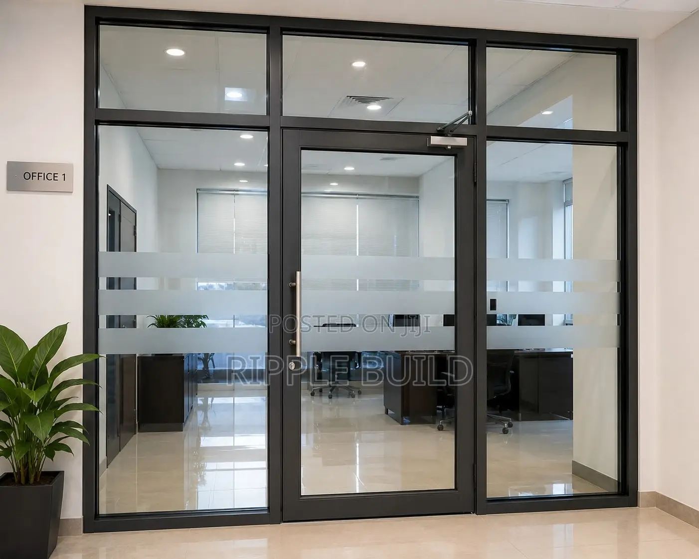 Aluminium Glass Office Doors Custom Installation