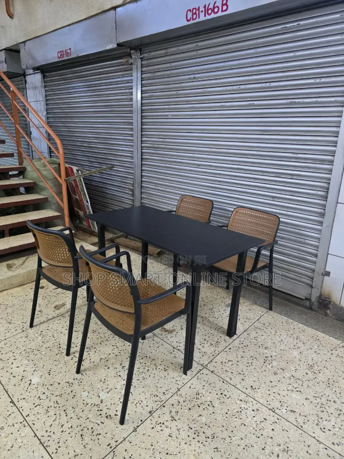 Delux Wooden Dining Foldable Table and Plastic Chairs Set