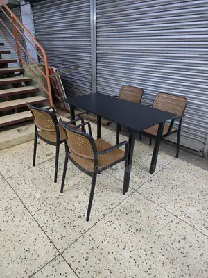 Delux Wooden Dining Foldable Table and Plastic Chairs Set