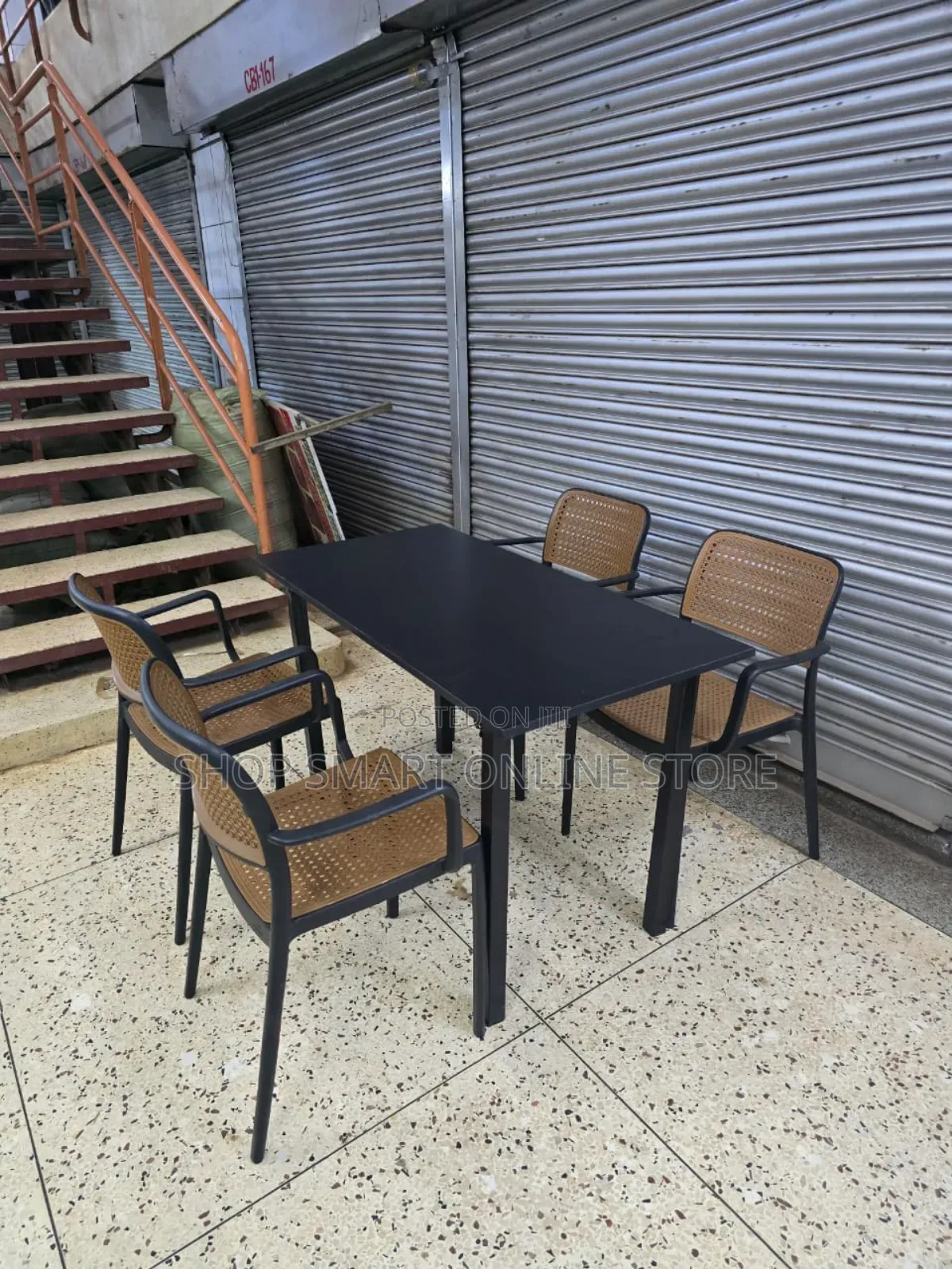 Delux Wooden Dining Foldable Table and Plastic Chairs Set