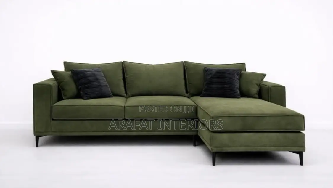 Modern Olive Green L-Shaped Sectional Sofa