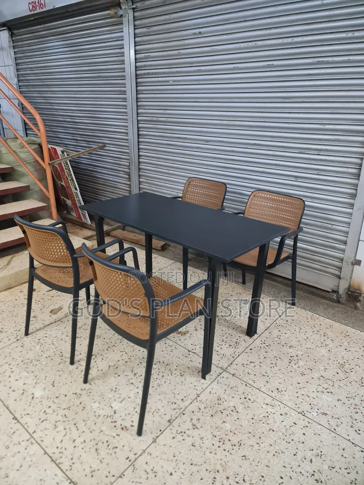 120cm×60cm Black Wooden Foldable Table and Chairs Wooden Table