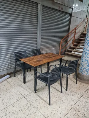 Alloy Steel Legs Wooden Foldable Table and Chairs Set for Restaurant