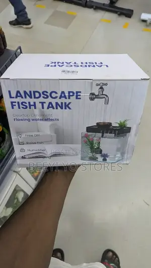 Creative Desktop Aquarium With Faucet Fountain And Aquatic Decor