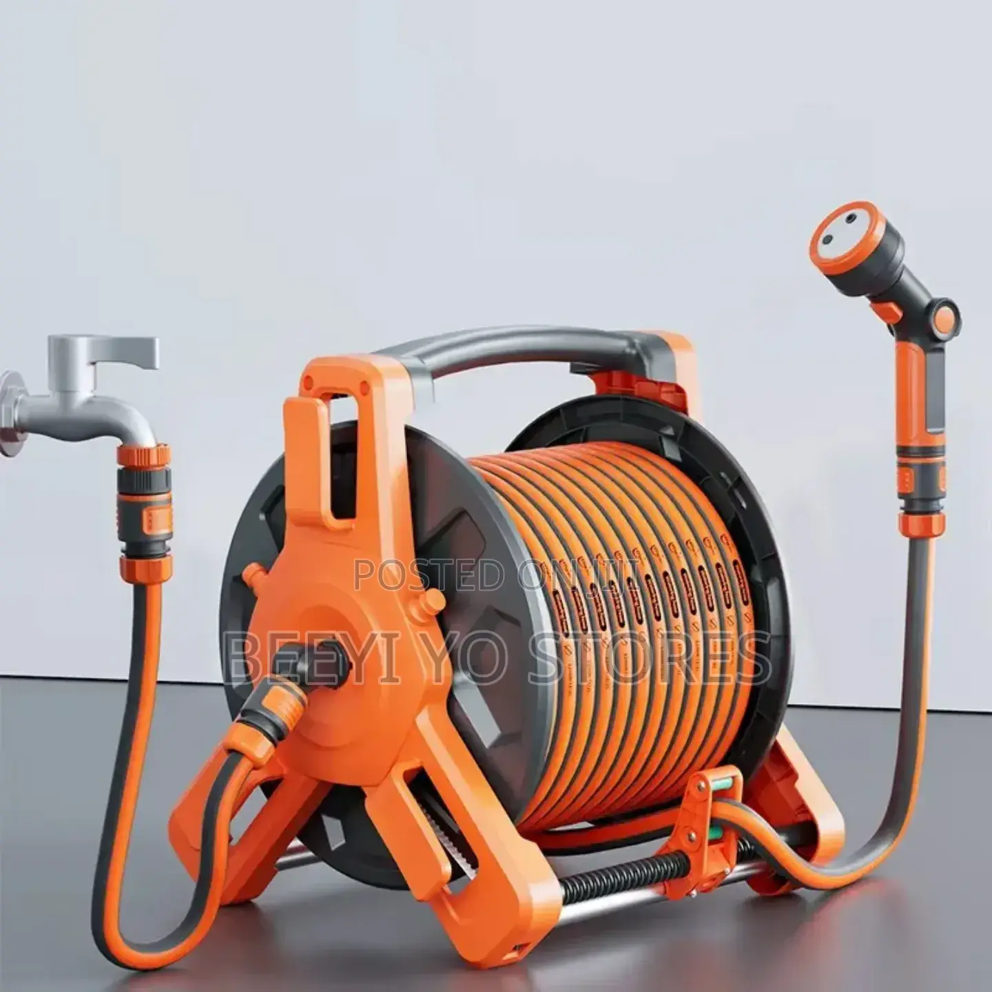 Heavy-duty Garden Hose Reel Set – Portable Storage With Rubber Hose