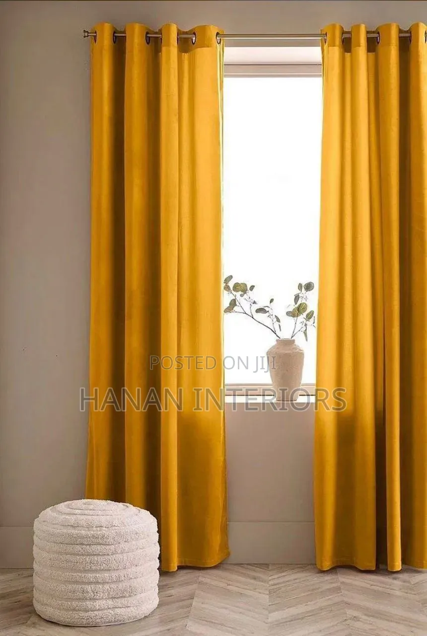 Pair of Yellow Curtains With Nets