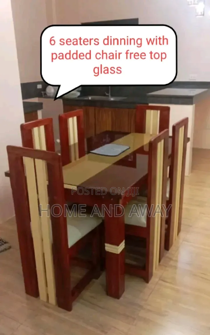 6 Seaters Glassed Wooden Dining Table Sets in Any Colour 2,000,000/-