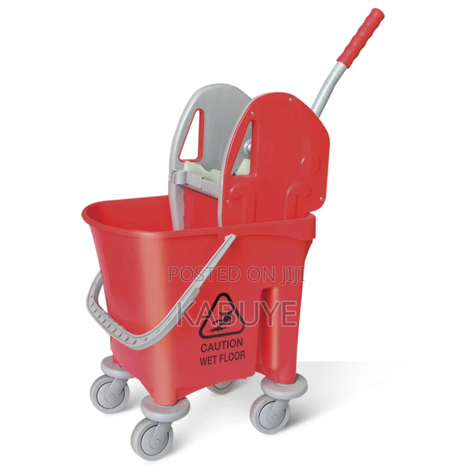 Commercial-grade Red Plastic Mop Bucket