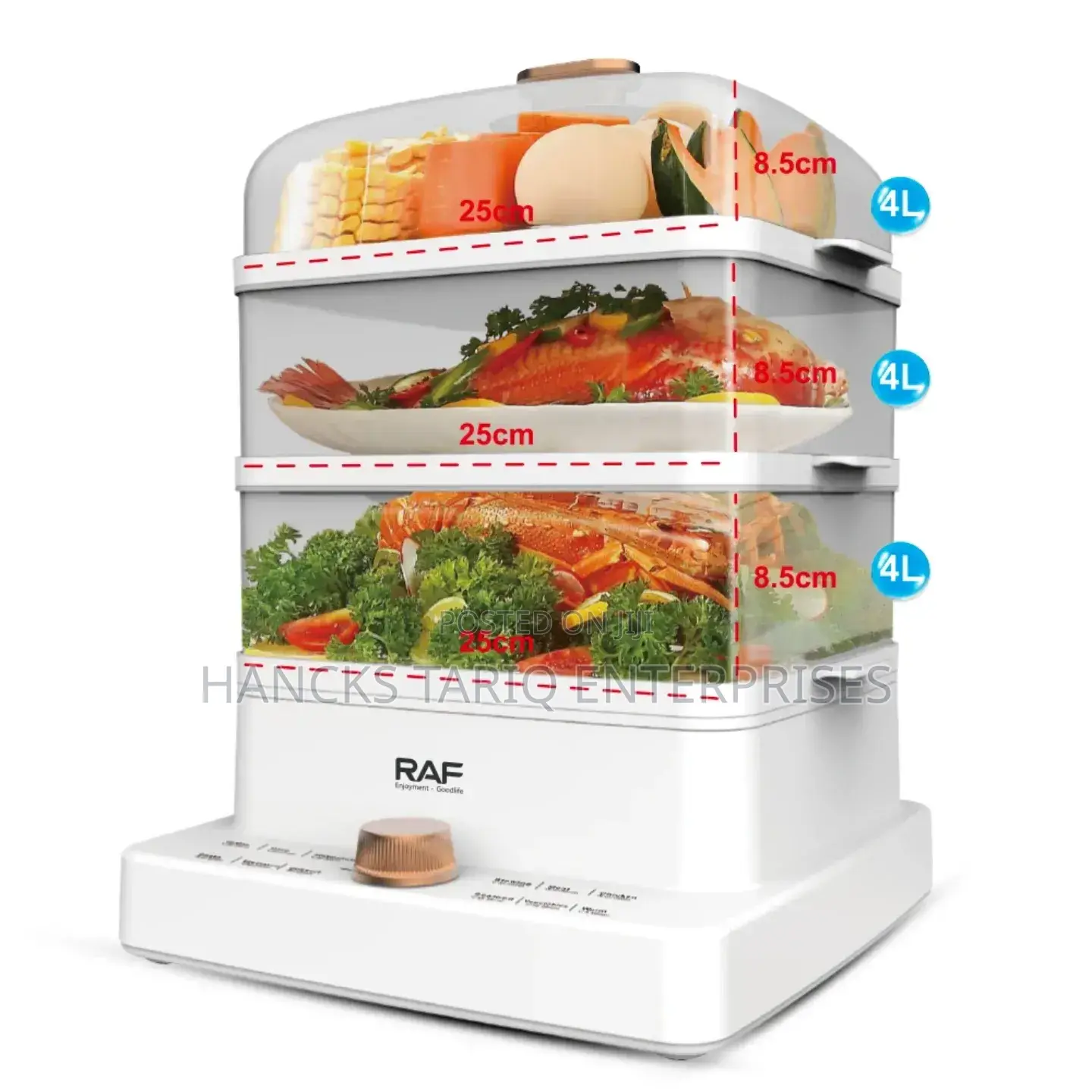 Raf 3-Layer Electric Food Steamer – 1200w Healthy Cooking Appliance