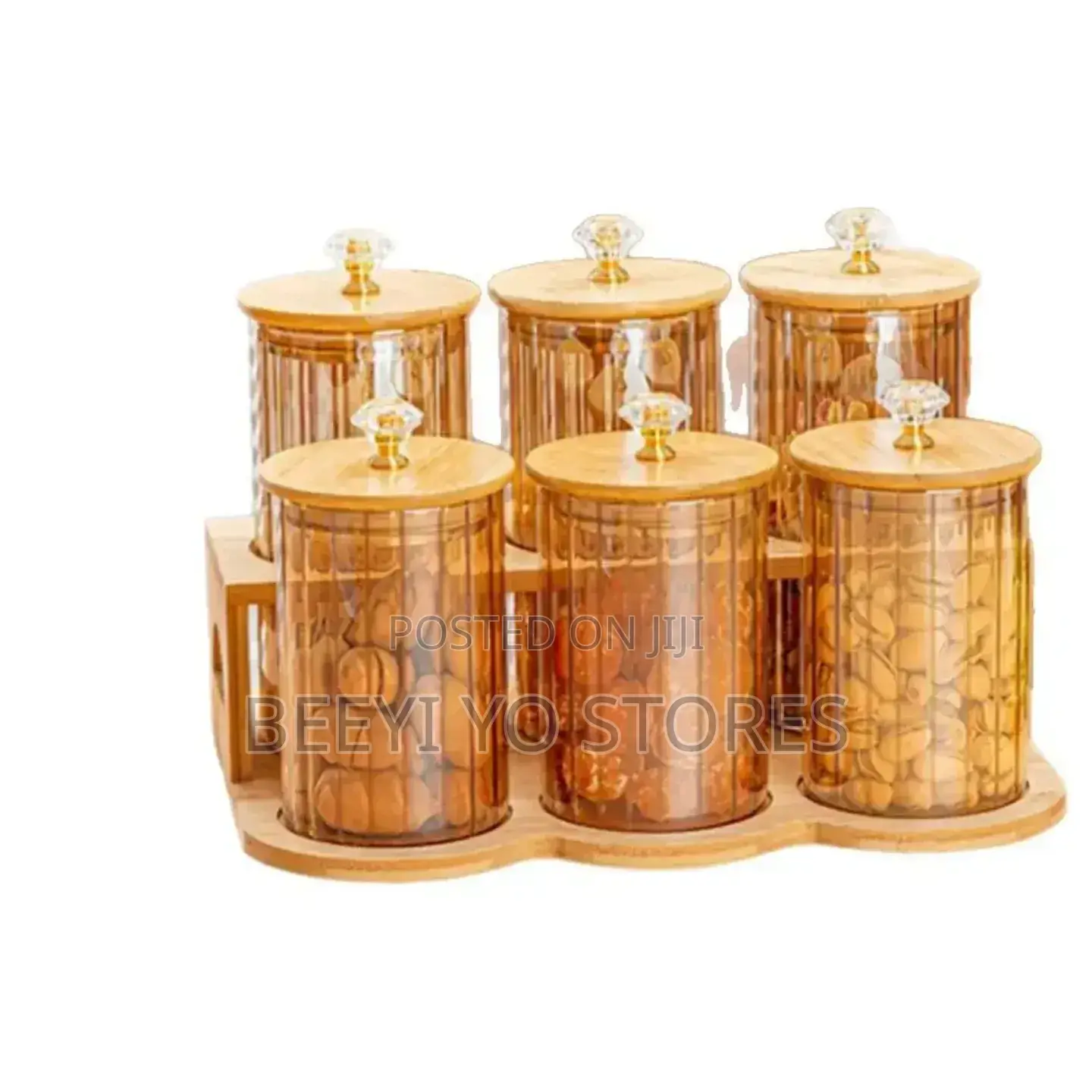 Glass Canister Storage Set With Bamboo Lids And
