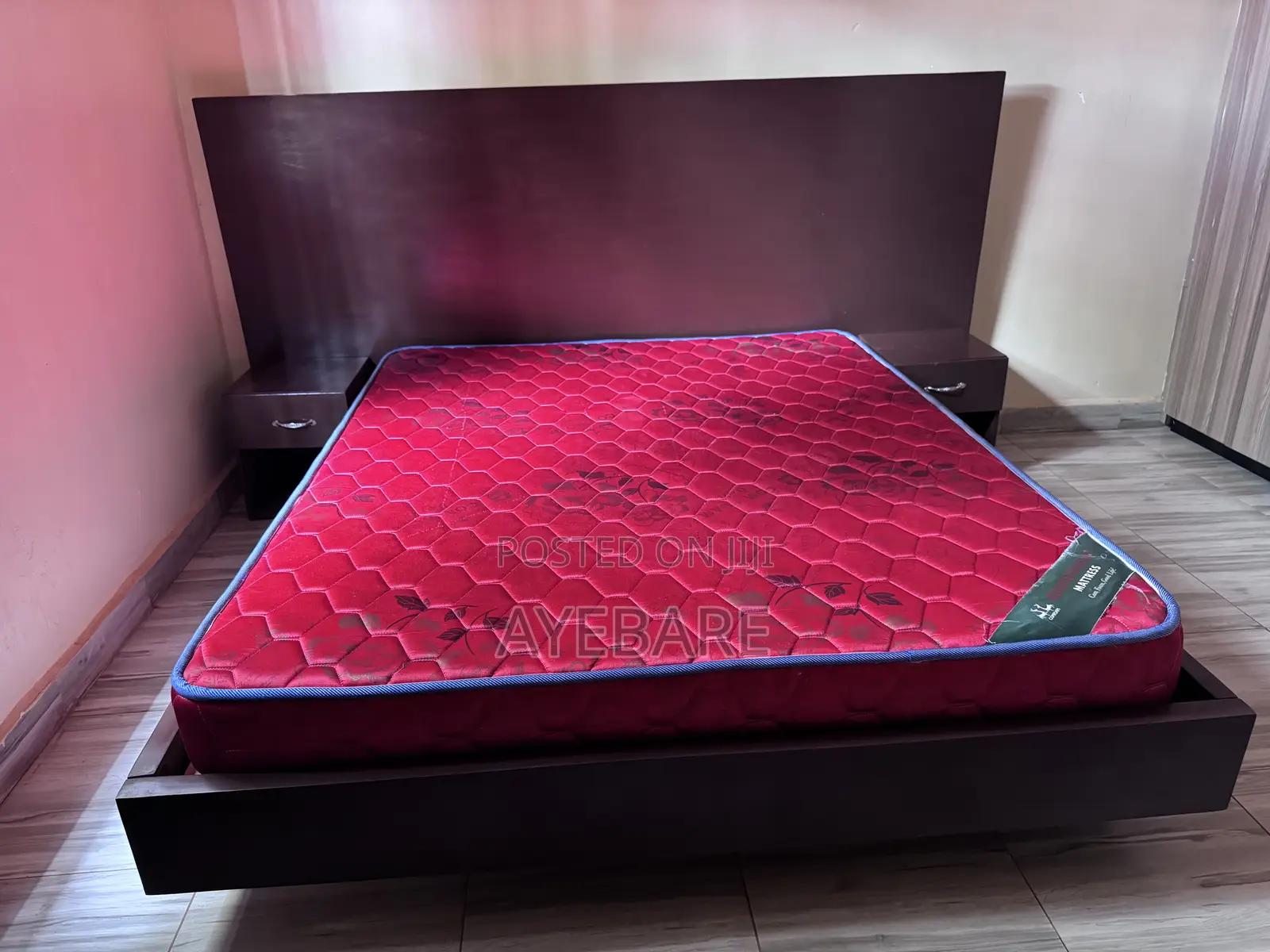 Floating Bed With Two Side Drawers and Mattress 5 by 6