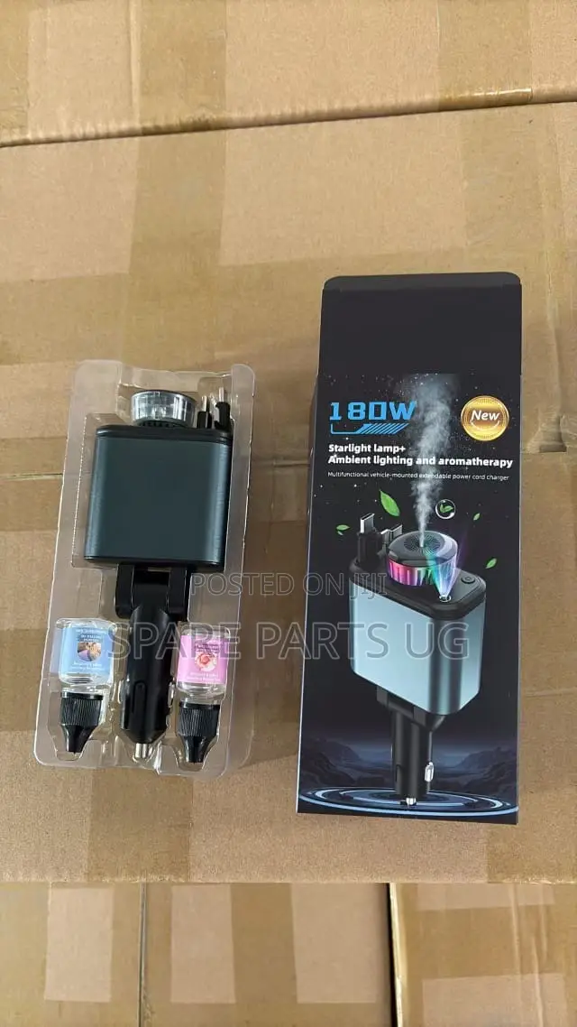 Car Charger With Air Freshener and Roof Ambient Star Light
