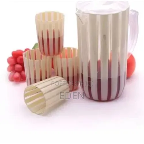 4 Piece Plastic Juice Tumbler Cups And 1piece Jug Water Set