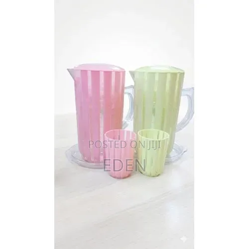 4 Piece Plastic Juice Tumbler Cups And 1piece Jug Water Set