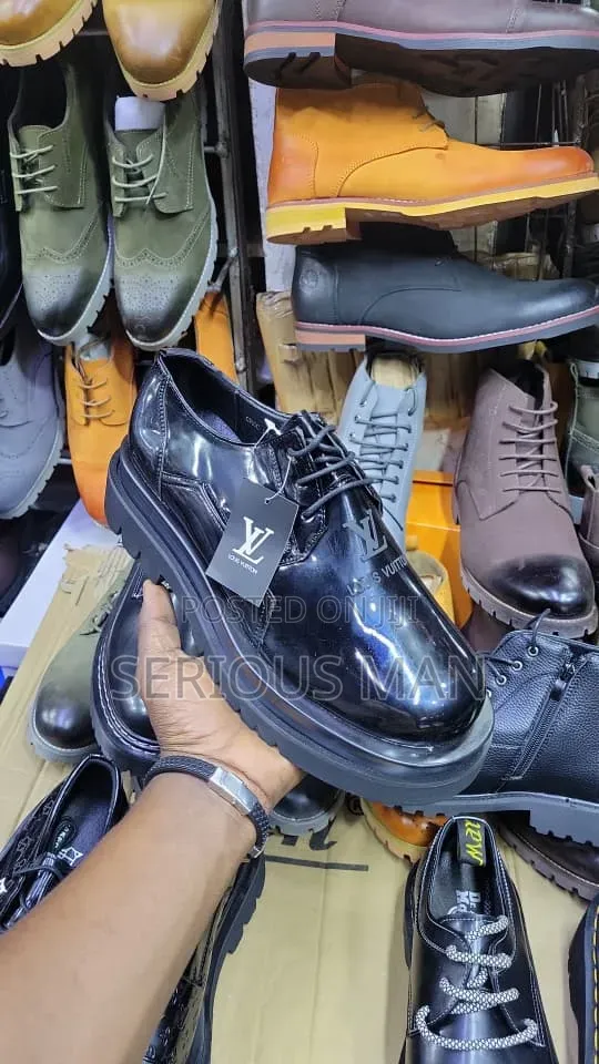 Men's Chunky Platform Patent Leather Derby Shoes
