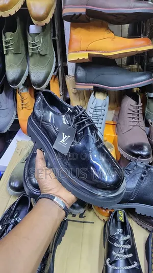 Men's Chunky Platform Patent Leather Derby Shoes