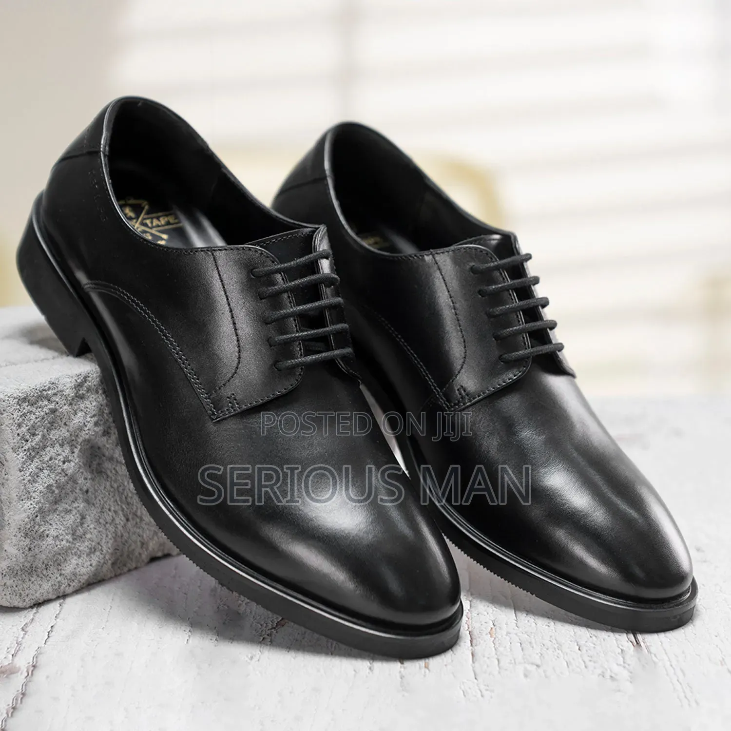 Red Tape Men's Leather Black Derby Shoes,