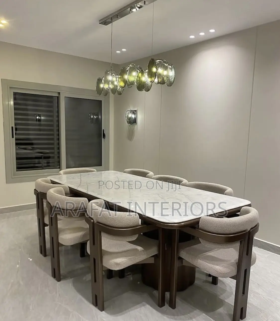Sophisticated Dining Room With Marble Table