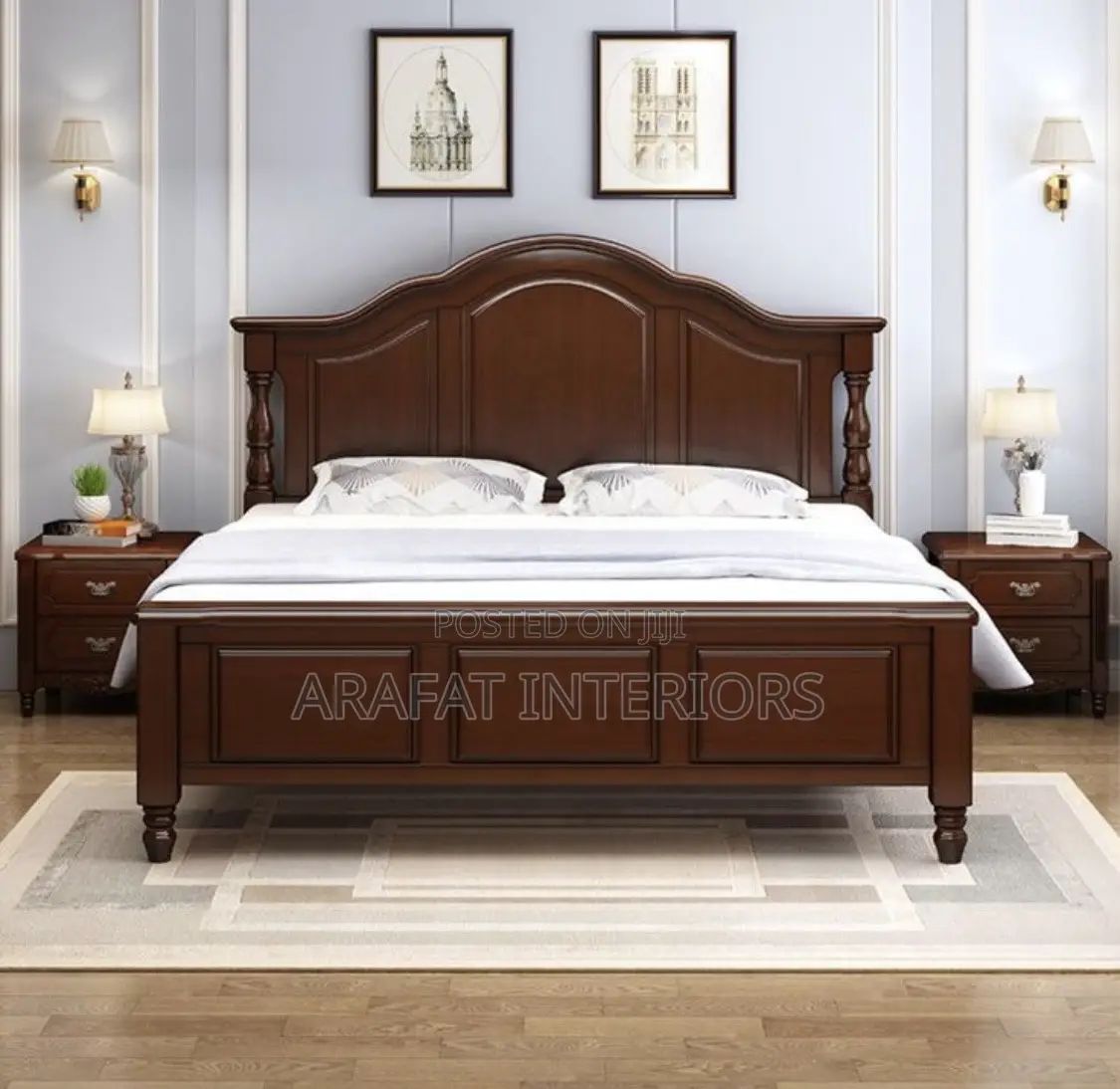 Traditional Dark Wood Sleigh Bed