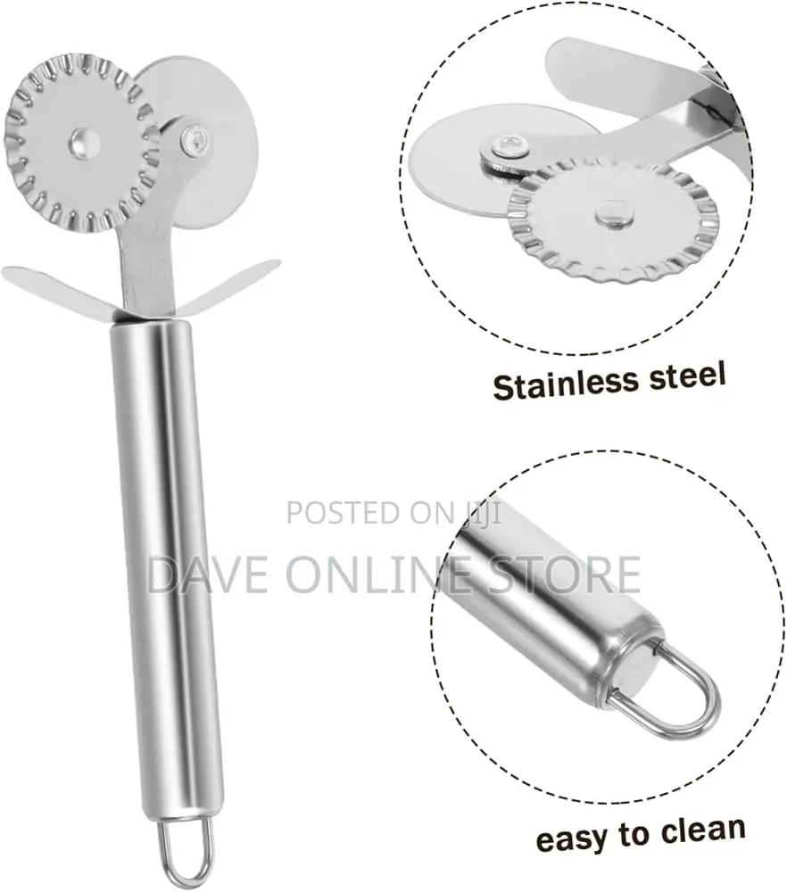Double Headed Stainless Steel Pizza Cutter Wheel Pastry Tool