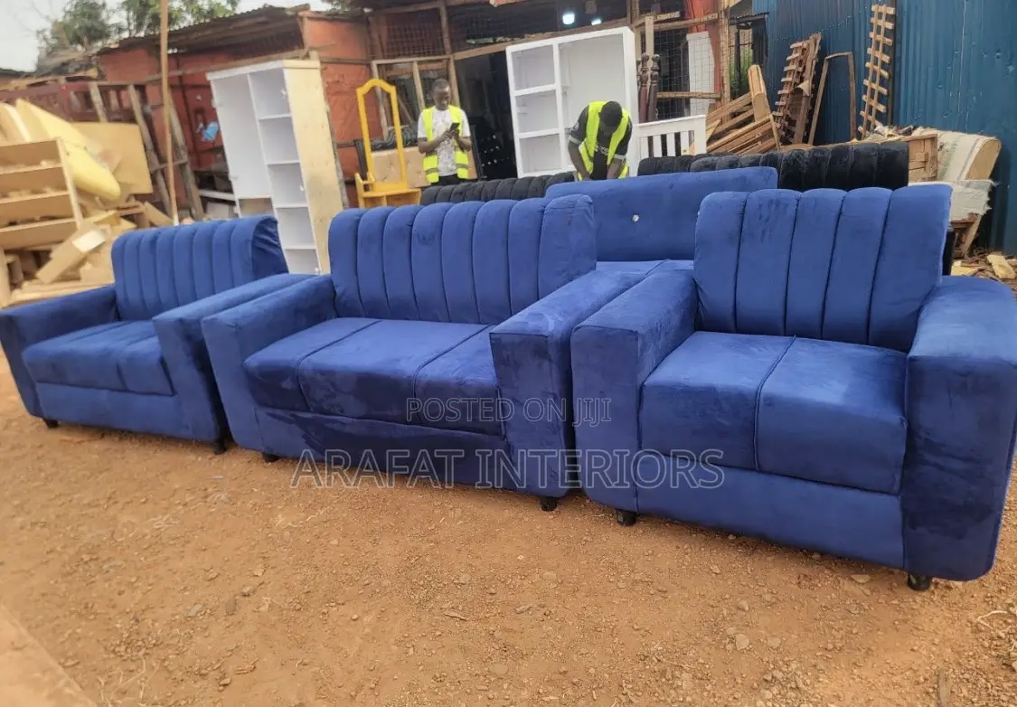 Luxurious Royal Blue Velvet Modular Sofa Set