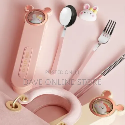 Cute and Fun Cartoon Utensils Spoon ,Fork, Chopsticks Cutlery Box