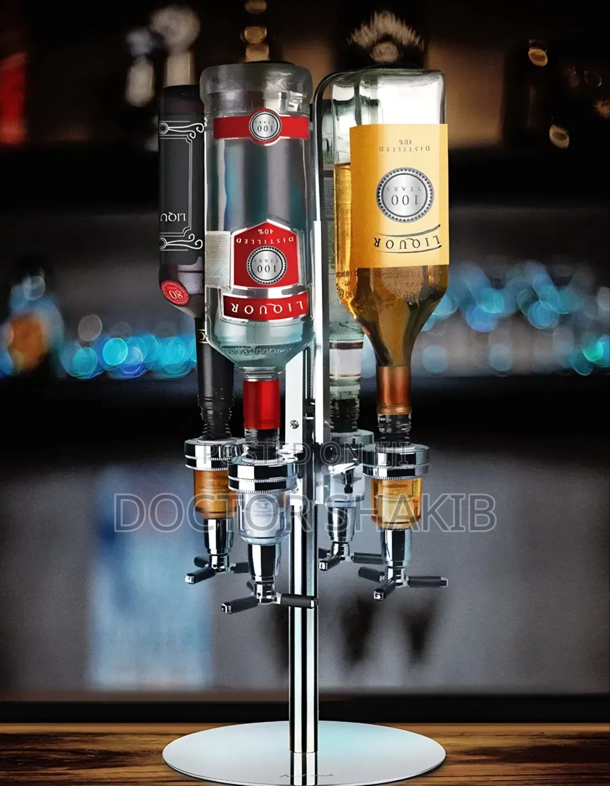 4-bottle Rotary Liquor Dispenser