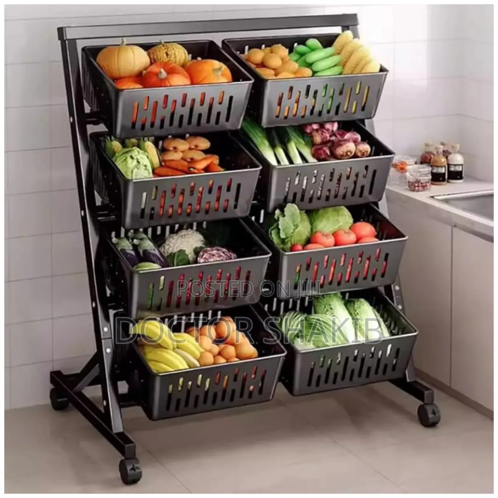 4 Layers Double Fruit Display Rack