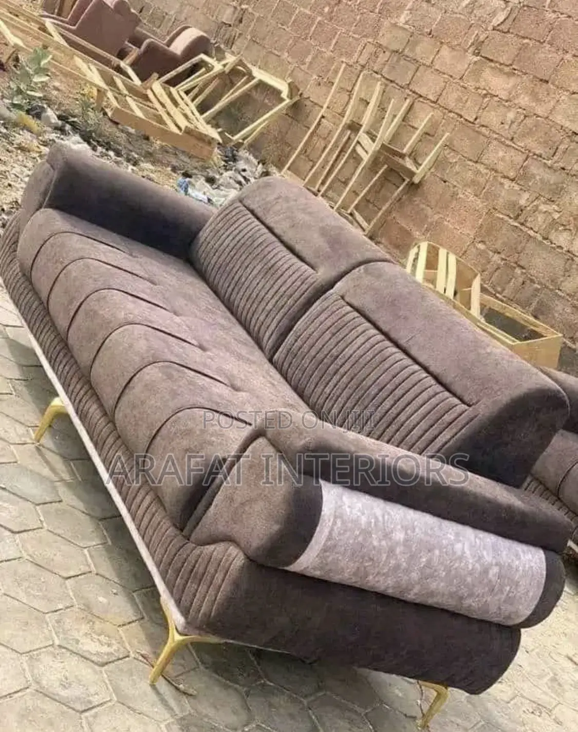 Luxury Brown Channel Tufted Sectional Sofa