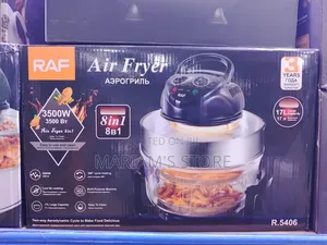 Raf Multifuncton Air Fryer Featuring a Glass Bowl and 3500w Power.